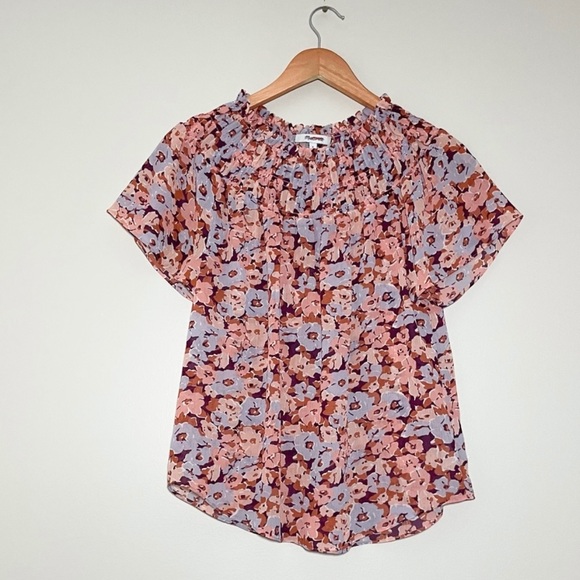 Madewell Tops - Madewell Smocked Mock Neck Top in Floral Breeze